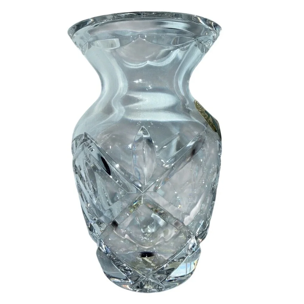 Waterford Crystal Society‎ Small Vase Art Glass Etched Floral Design Gift Box